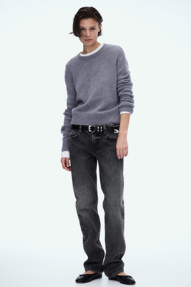 H&M Straight Low Jeans Dark Grey