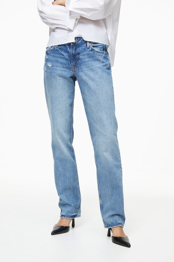 H&M Straight Low Jeans Light Denim Blue