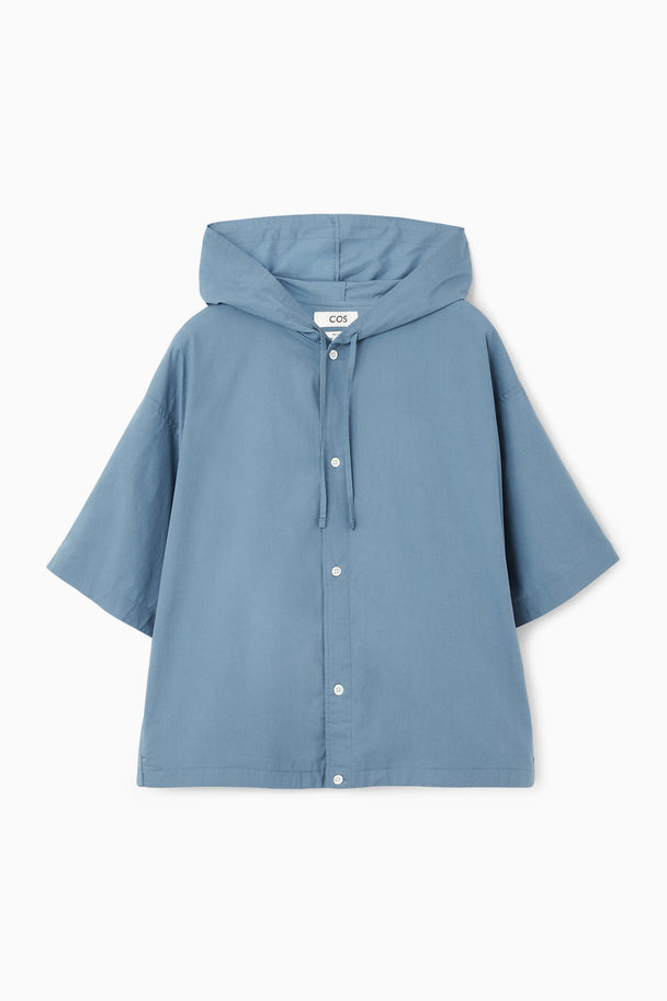 COS Hooded Short-sleeved Shirt Blue