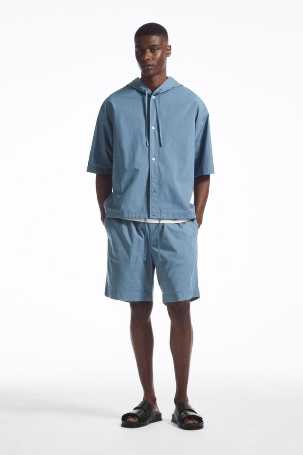 COS Hooded Short-sleeved Shirt Blue