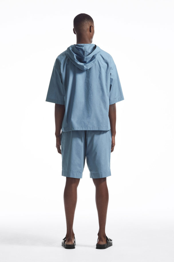 COS Hooded Short-sleeved Shirt Blue