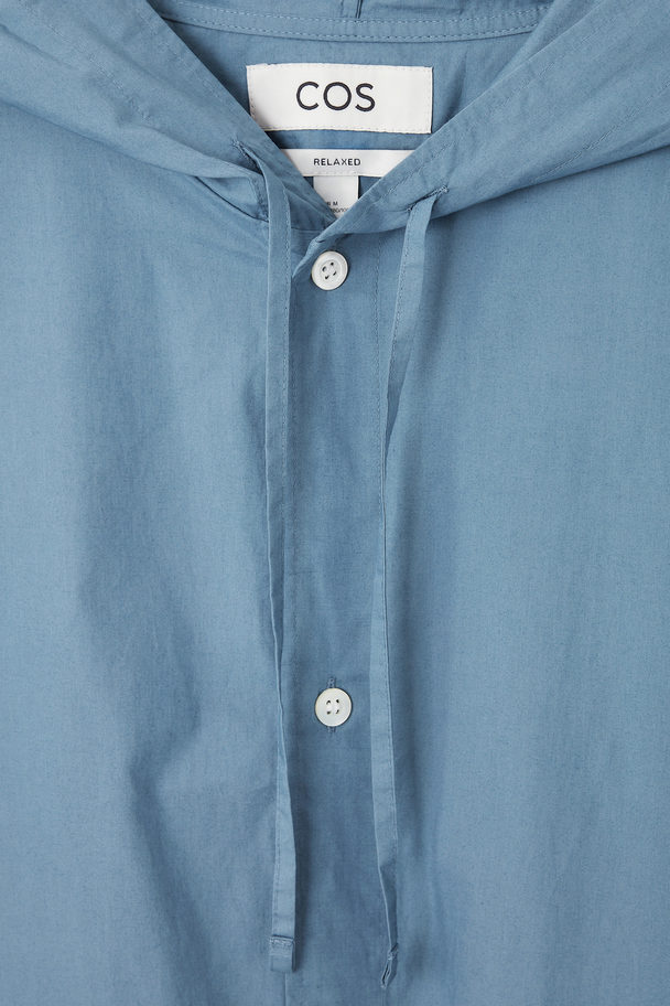 COS Hooded Short-sleeved Shirt Blue