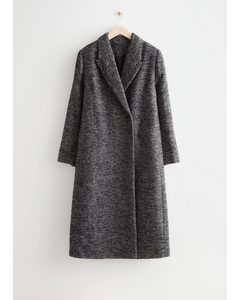 Herringbone Wool Coat Grey Melange