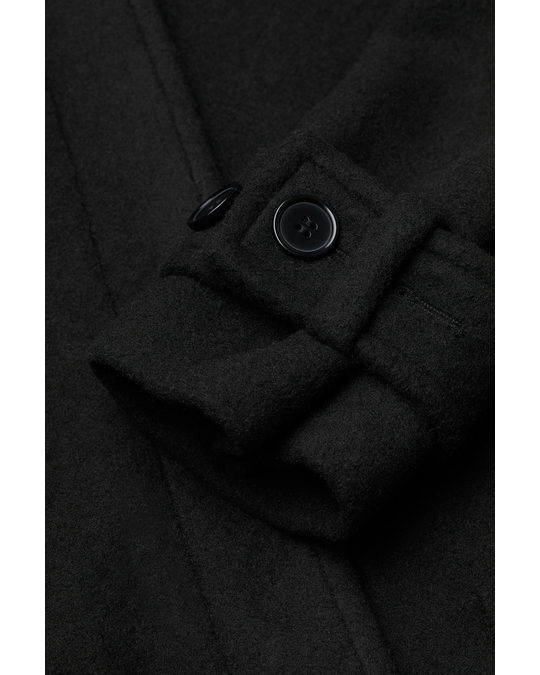 H&M Boxy Twill Coat Black