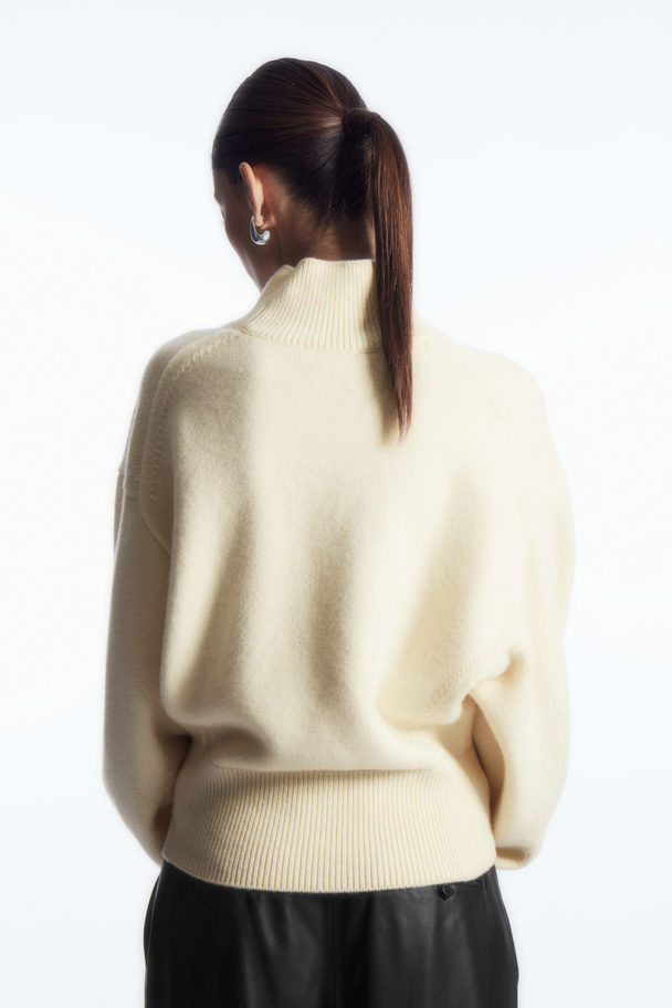 COS Funnel-neck Waisted Wool Jumper Cream