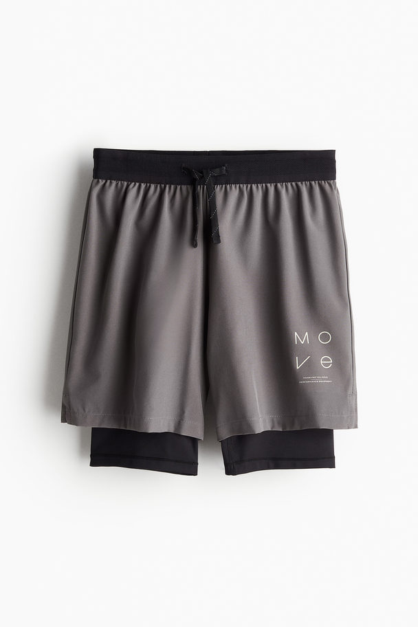 H&M Drymove™ 2-in-1 Sports Shorts Grey/black