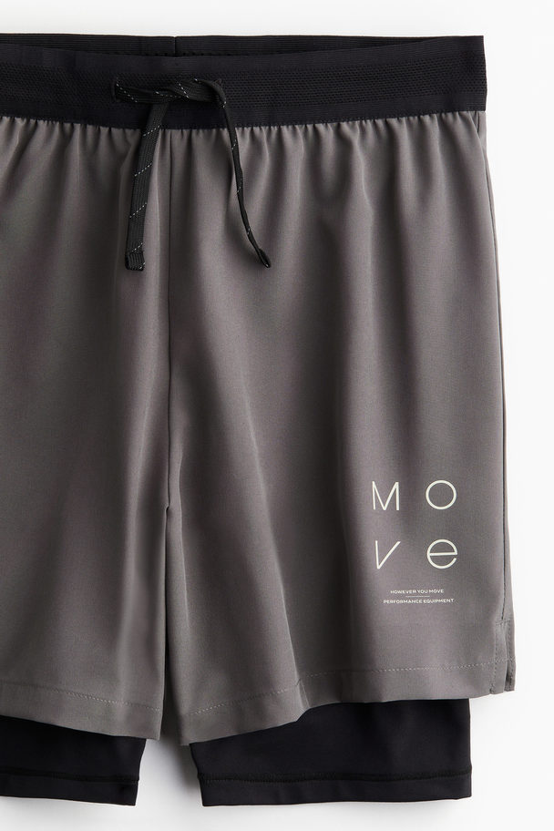 H&M Drymove™ 2-in-1 Sports Shorts Grey/black