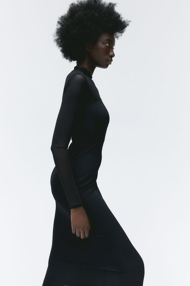 H&M Stand-up Collar Dress Black