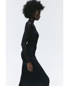 Stand-up Collar Dress Black