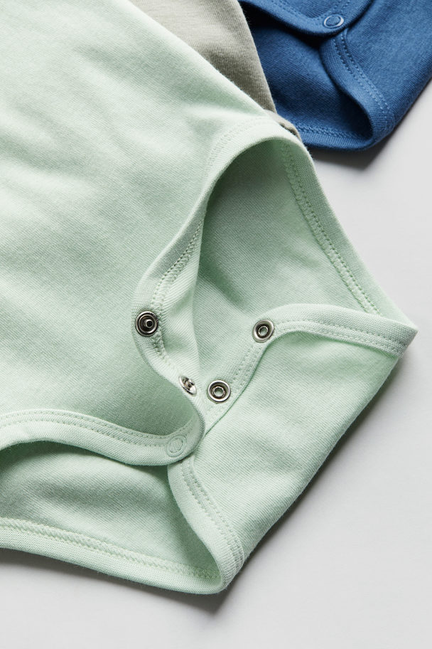 H&M 5-pack Cotton Bodysuits Light Green/dusty Blue