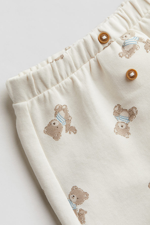 H&M 2-teiliges Baumwollset Cremefarben/Teddybär