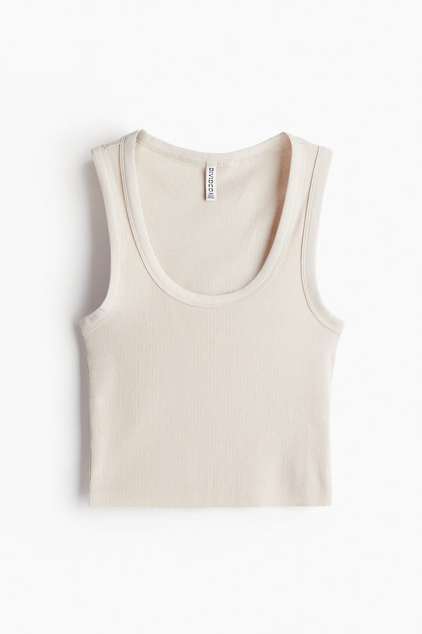 H&M Korte Tanktop Lichtbeige