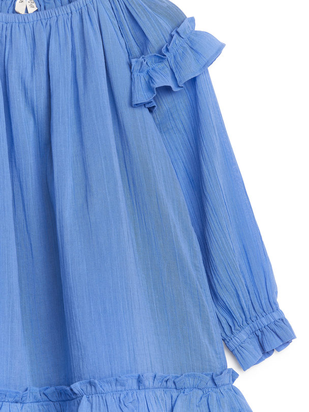 ARKET Frill Crepe Dress Blue