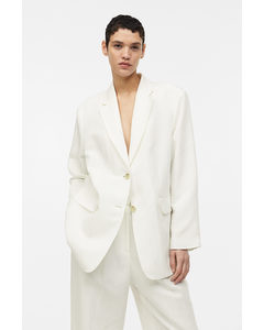 Oversized Linen-blend Blazer White