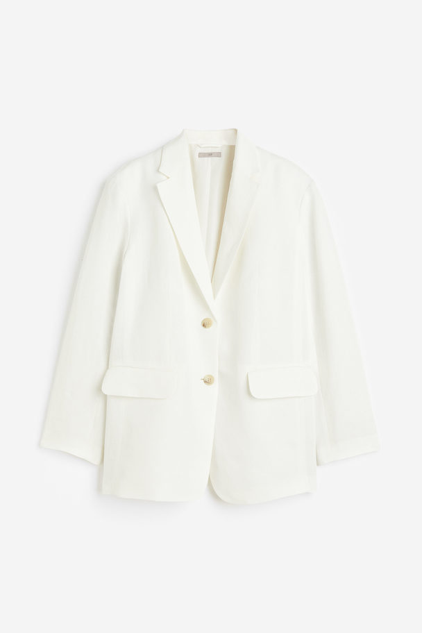 H&M Oversized Linen-blend Blazer White