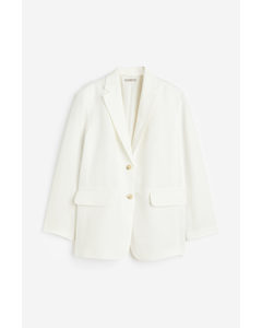 Oversized Linen-blend Blazer White