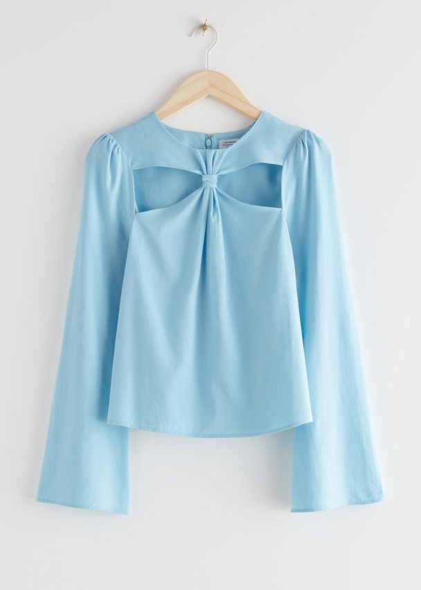 & Other Stories Twist Detail Cut-out Top Light Blue