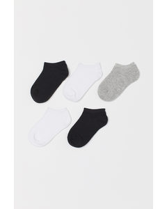 5er-Pack Sneakersocken Schwarz/Weiß/Grau