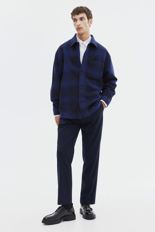 H&M Relaxed Fit Overshirt Dark Blue/checked