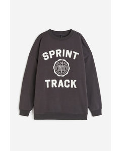 Oversized Sweatshirt mit Motiv Dunkelgrau/Sprint Track