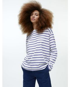 Oversized-T-Shirt aus Pima-Baumwolle Weiß/Blau