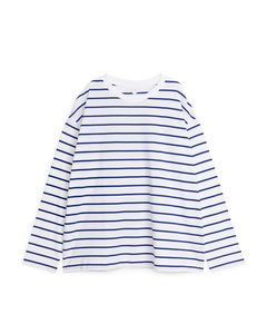 Oversized-T-Shirt aus Pima-Baumwolle Weiß/Blau