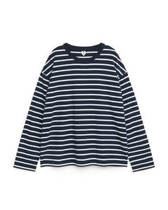 Oversized Pima Cotton T-shirt Dark Blue/striped