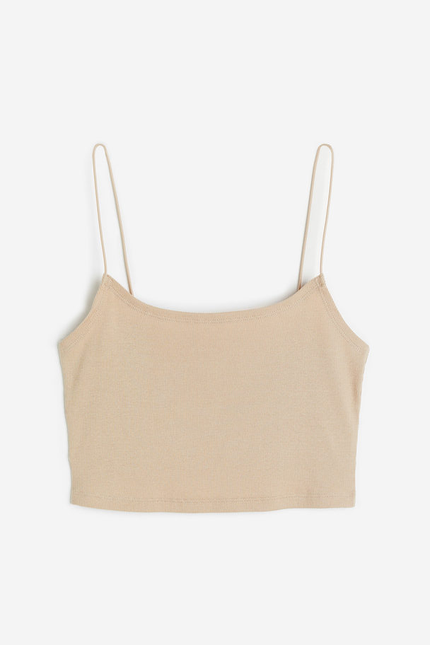 H&M Cropped Strappy Top Beige