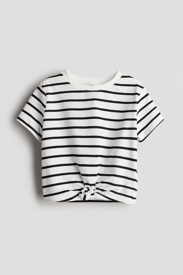 H&M Top Met Geknoopt Detail Wit/zwart Gestreept