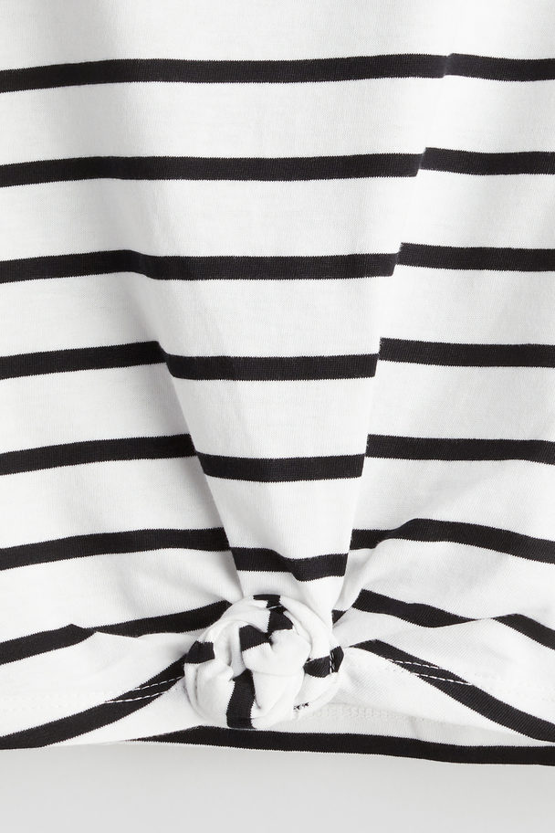 H&M Top Met Geknoopt Detail Wit/zwart Gestreept