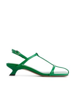 Leather Strap Sandals Green