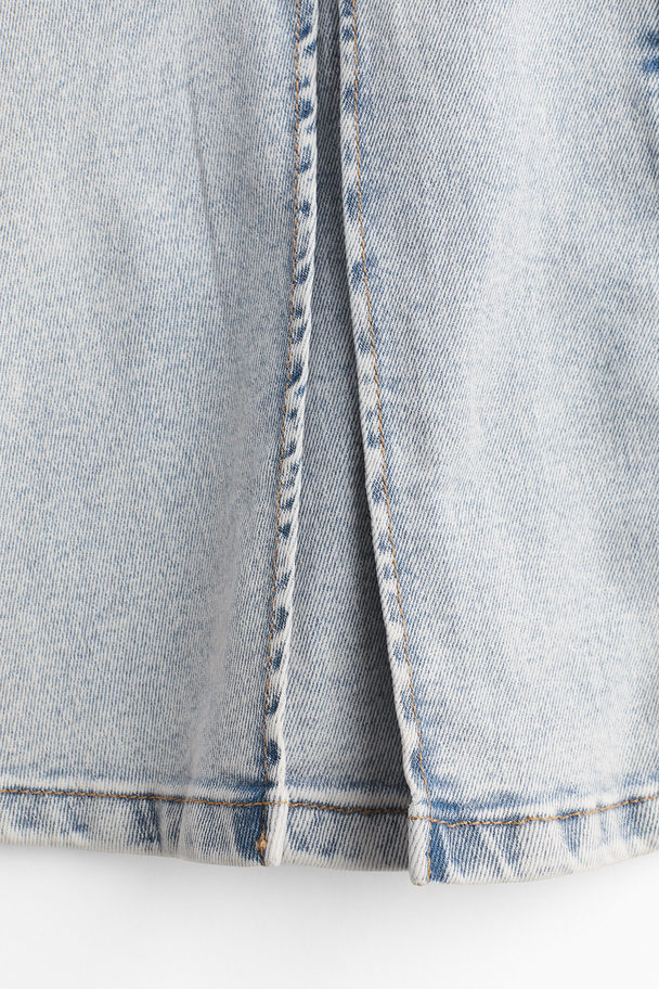 H&M Plissierter Denim-Minirock Blasses Denimblau