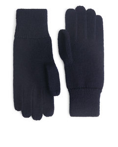 Raw Wool Gloves Dark Blue