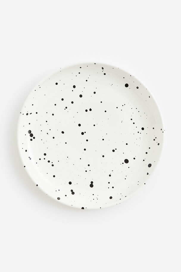 H&M HOME Patterned Metal Plate White/spotted