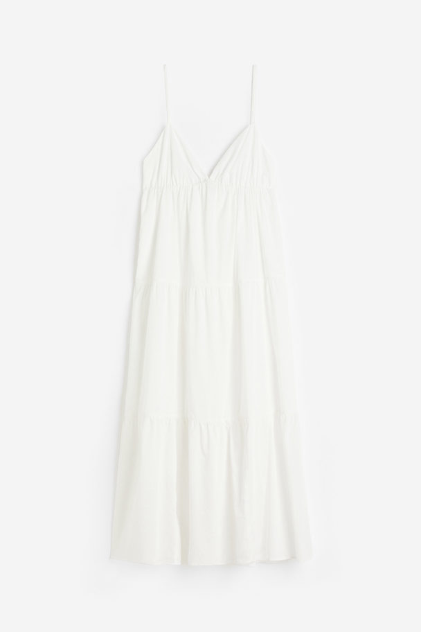 H&M Stufenkleid aus Baumwolle Weiß