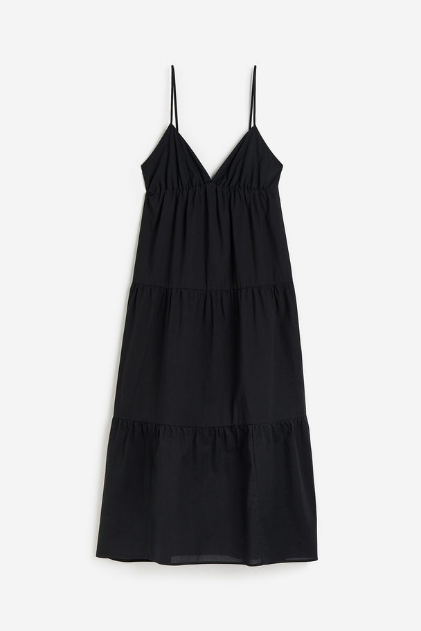 H&M Stufenkleid aus Baumwolle Schwarz