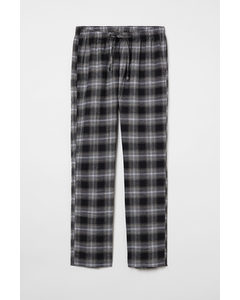 Flanellen Pyjamabroek Zwart/wit Geruit
