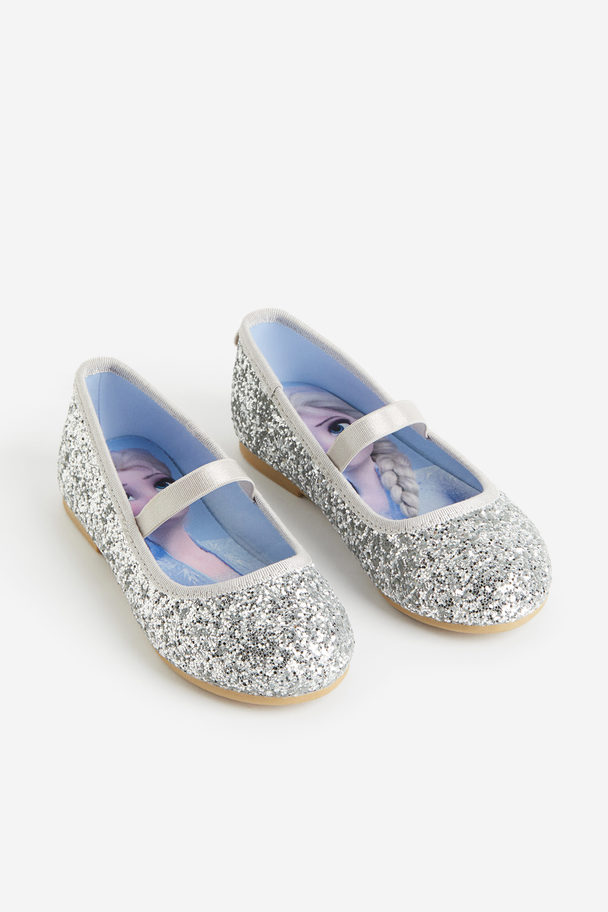 H&M Glittery Ballet Pumps Silver-coloured/frozen