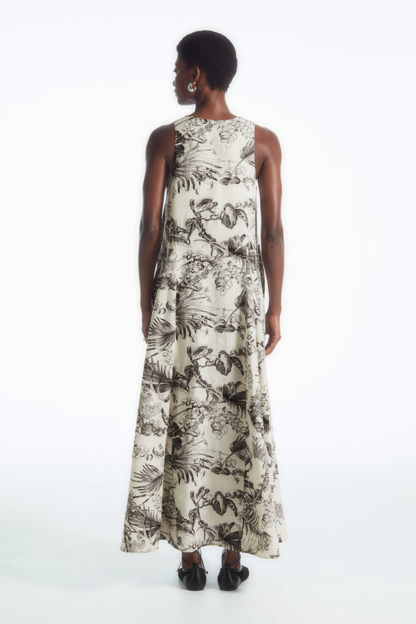 COS Voluminous V-neck Maxi Dress White / Floral