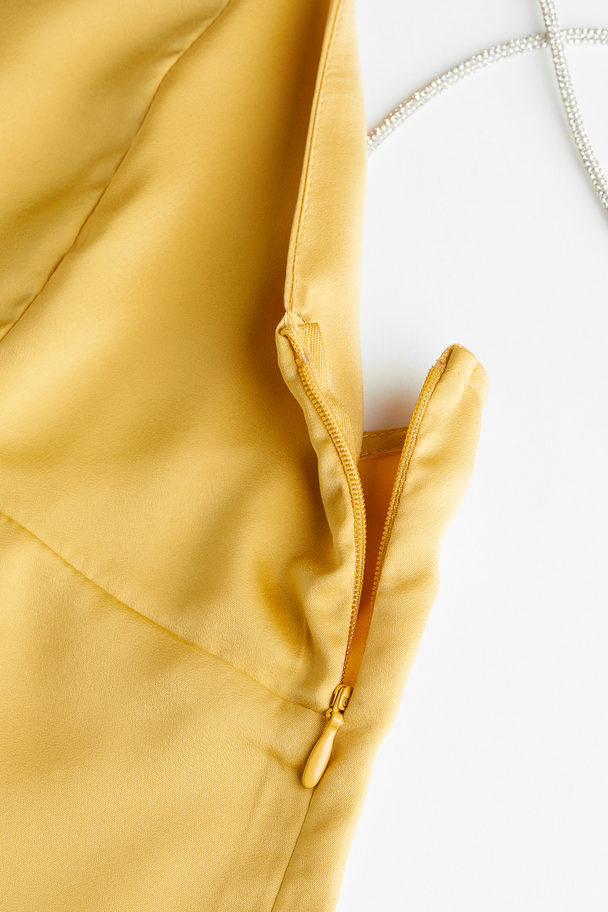 H&M Rhinestone-strap Dress Yellow