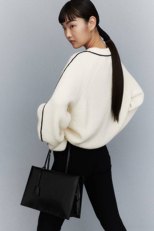 H&M Pullover aus Wollmischung Cremefarben/Schwarz