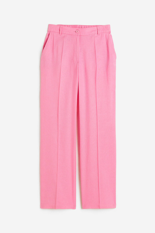 H&M Linen-blend Trousers Pink