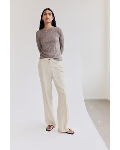 Linen-blend Trousers Light Beige