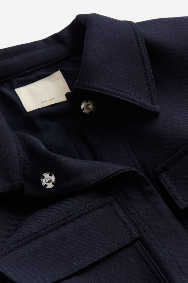 H&M Utility-Jacke aus Wollmix Marineblau