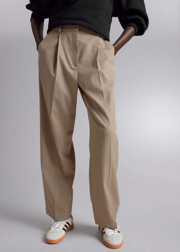 & Other Stories Straight Trousers Beige