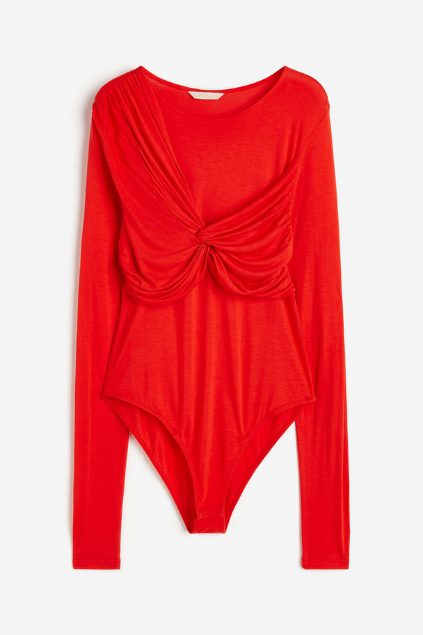 H&M Draped Jersey Body Bright Red