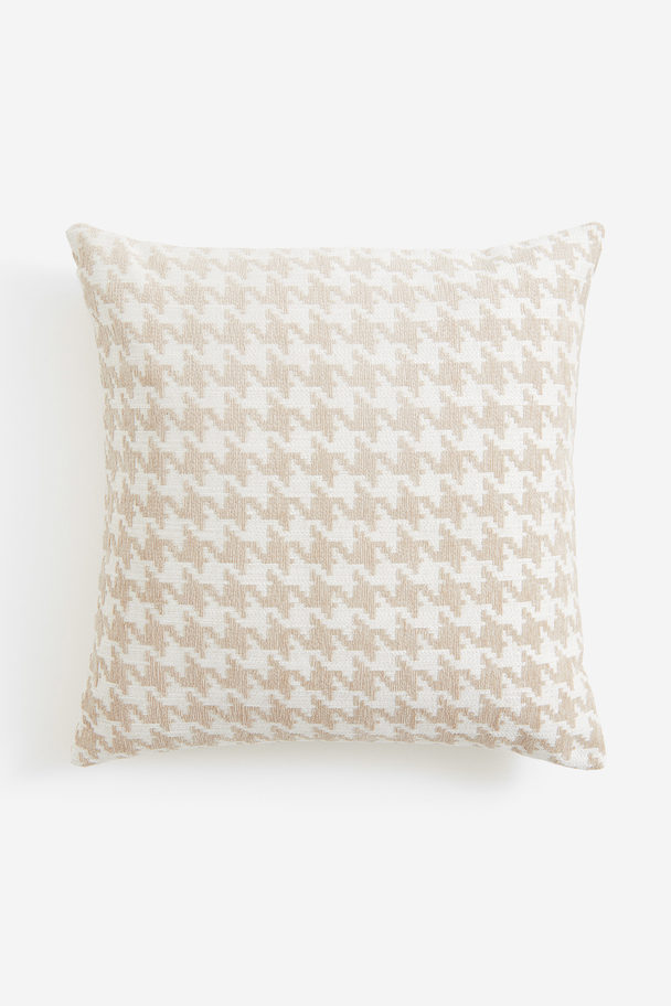 H&M HOME Jacquard-weave Cushion Cover Light Beige/dogtooth-patterned