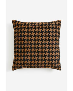 Jacquard-weave Cushion Cover Brown/dogtooth-patterned