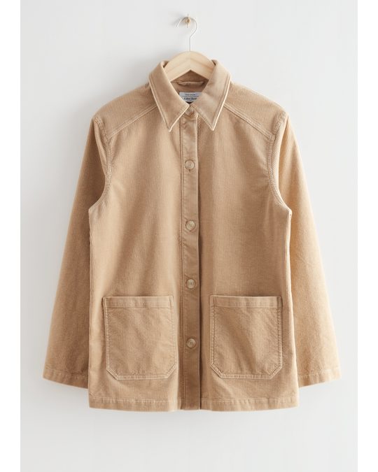 & Other Stories Relaxed Patch Pocket Corduroy Jacket Beige