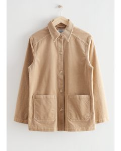 Relaxed Patch Pocket Corduroy Jacket Beige